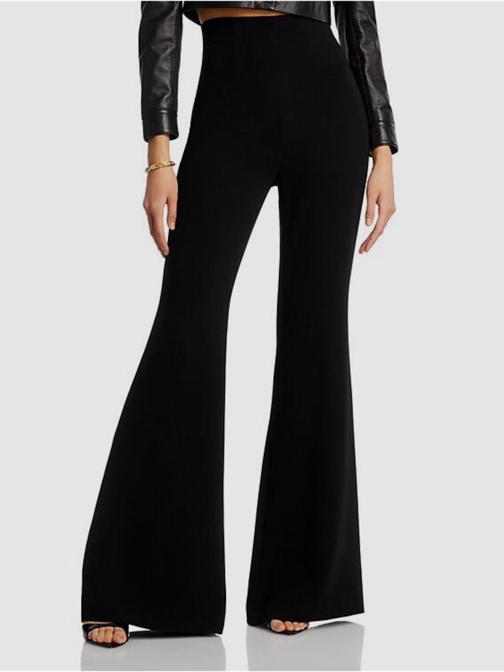 NWT SERGIO HUDSON $1095 Crepe Black Flared Pants in Schwarz Size 4